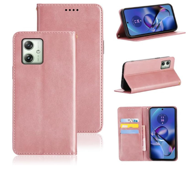 MOTO G64 5G / G64Y 5G ケース 手帳型 PUレザー カードポケット スタンド機能 ローズゴールド ay-168拍卖