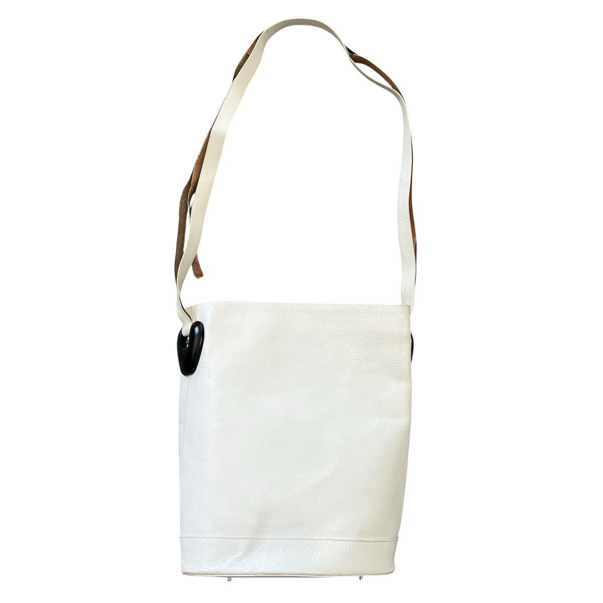 GUCCI ヴィンテージ レザー バケットバッグ ホワイト ショルダーバッグ拍卖