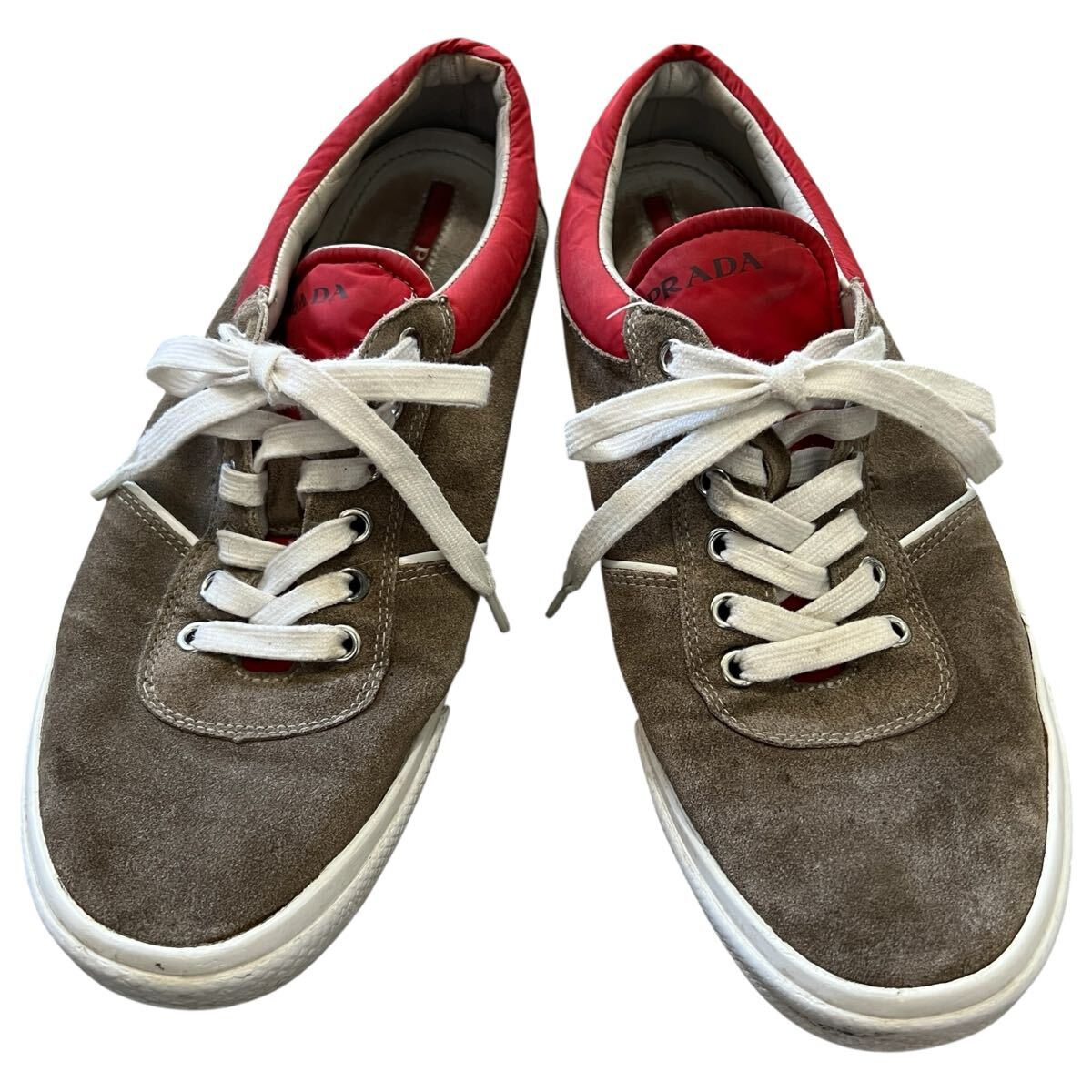 PRADA スエード ローカット スニーカー トライアングルロゴ 26cm 4E2134拍卖