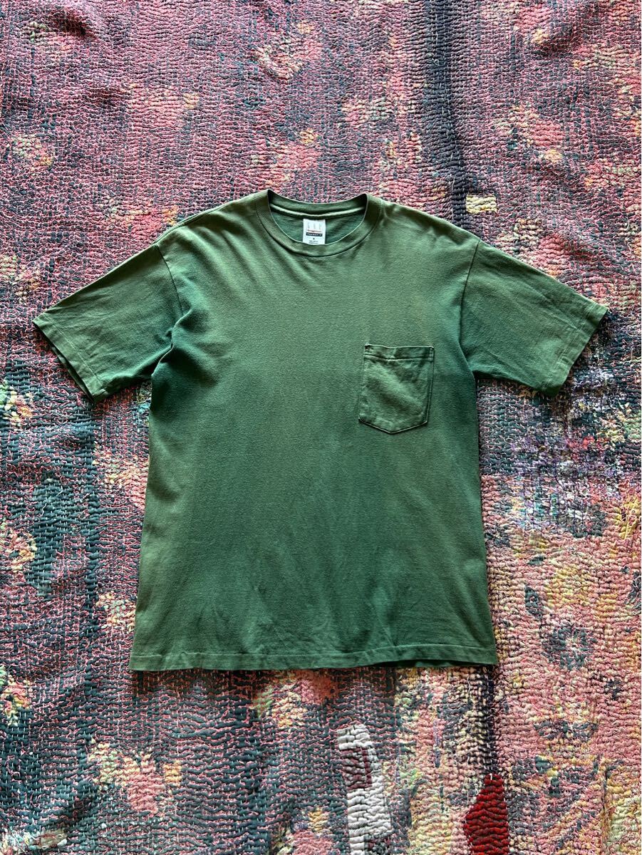 FADED GREEN GAP ORIGINAL POCKET TEE オールド ギャップ USA製 ポケットTシャツ S シングルステッチ サンフェード 短丈 古着 大きめ拍卖