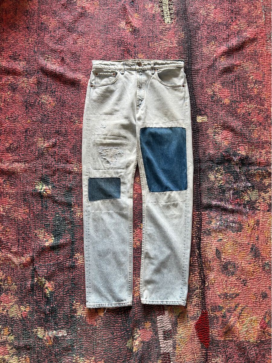 LEVI’S 505 PATCHED & REPAIRED / '95 リーバイス 505 USA製 ジーンズ W33 L32 リペア ボロ 古着拍卖