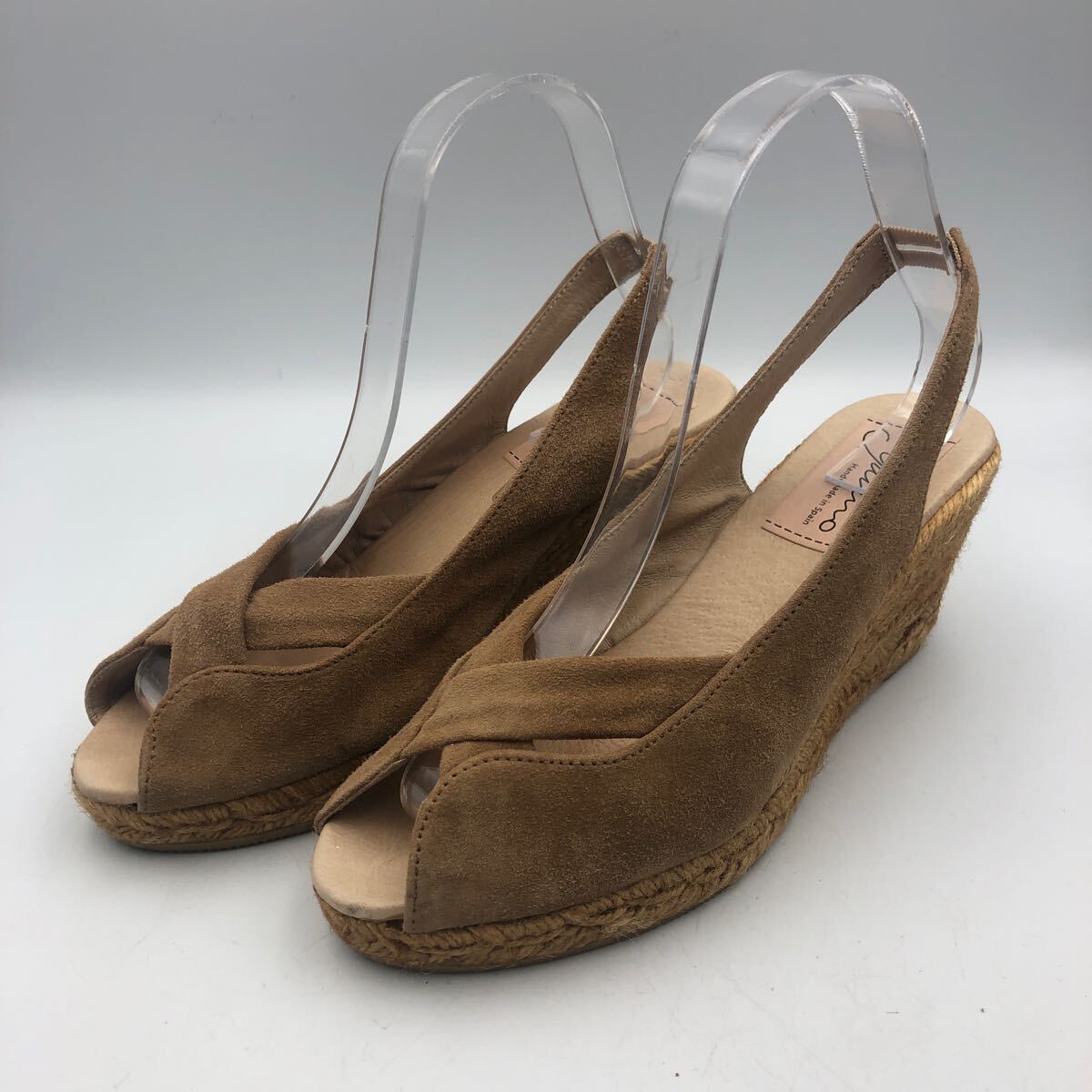 S824Y GAIMO ガイモ レディース ストラップサンダル 38 約 24cm ベージュ スエード ウェッジソール スペイン製拍卖