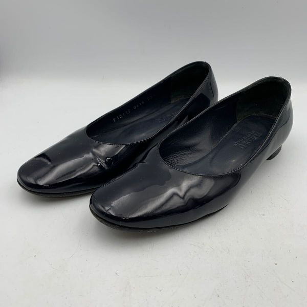 P295 HIROFU ヒロフ レディース パンプス 22.5cm ネイビー エナメル イタリア製拍卖