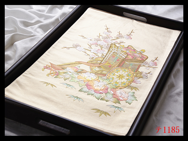 蔵【テ1185】西陣美品 金彩 御所車草花紋 気品豊かに 正絹純金糸太鼓柄高級美術袋帯 ◇検◇簪着物名古屋帯和装小物帯締め拍卖