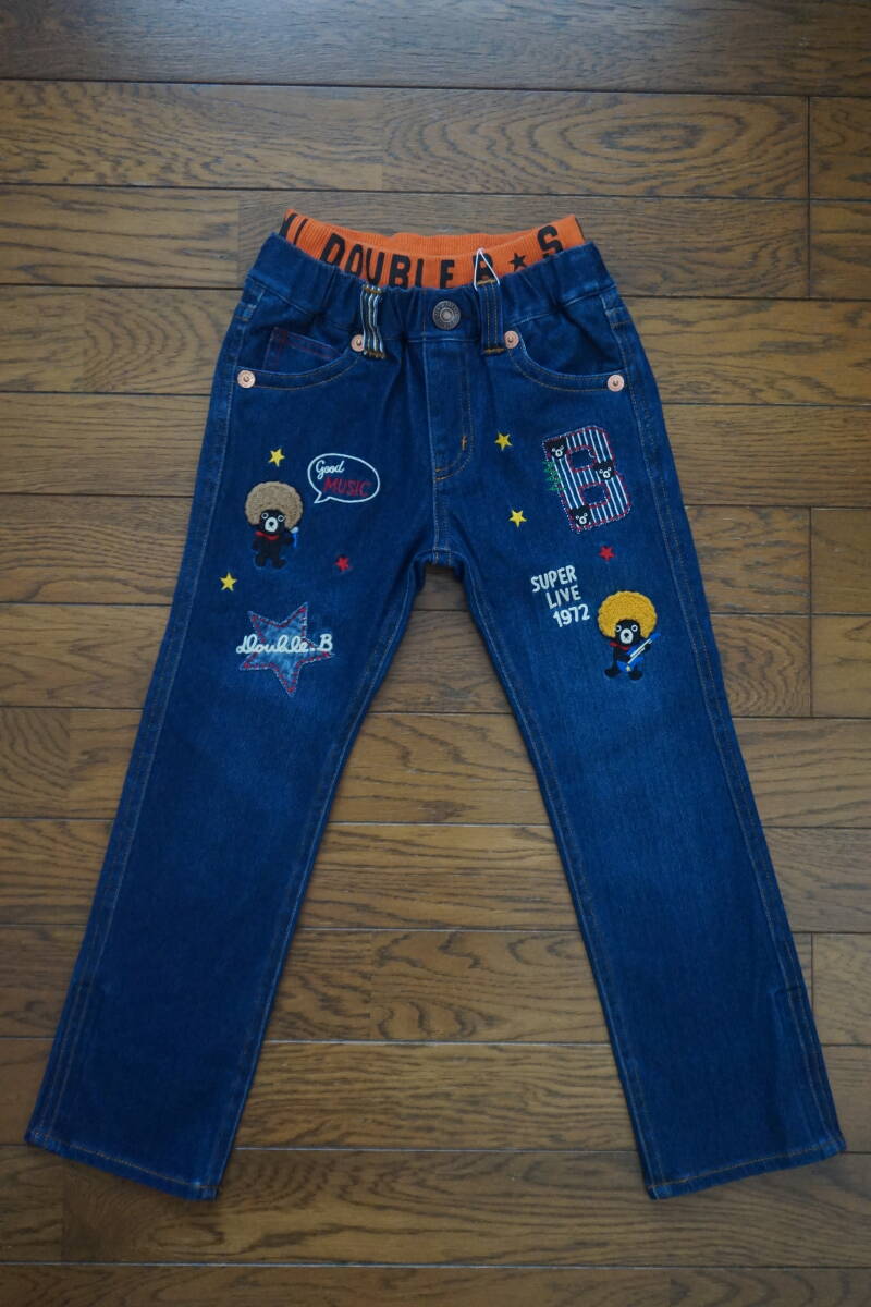 新品 ◇ MIKIHOUSE DOUBLE.B ミキハウス ◇ アフロ 豪華刺繍つきストレッチジーンズ ◇ size 110 ◇ 拍卖