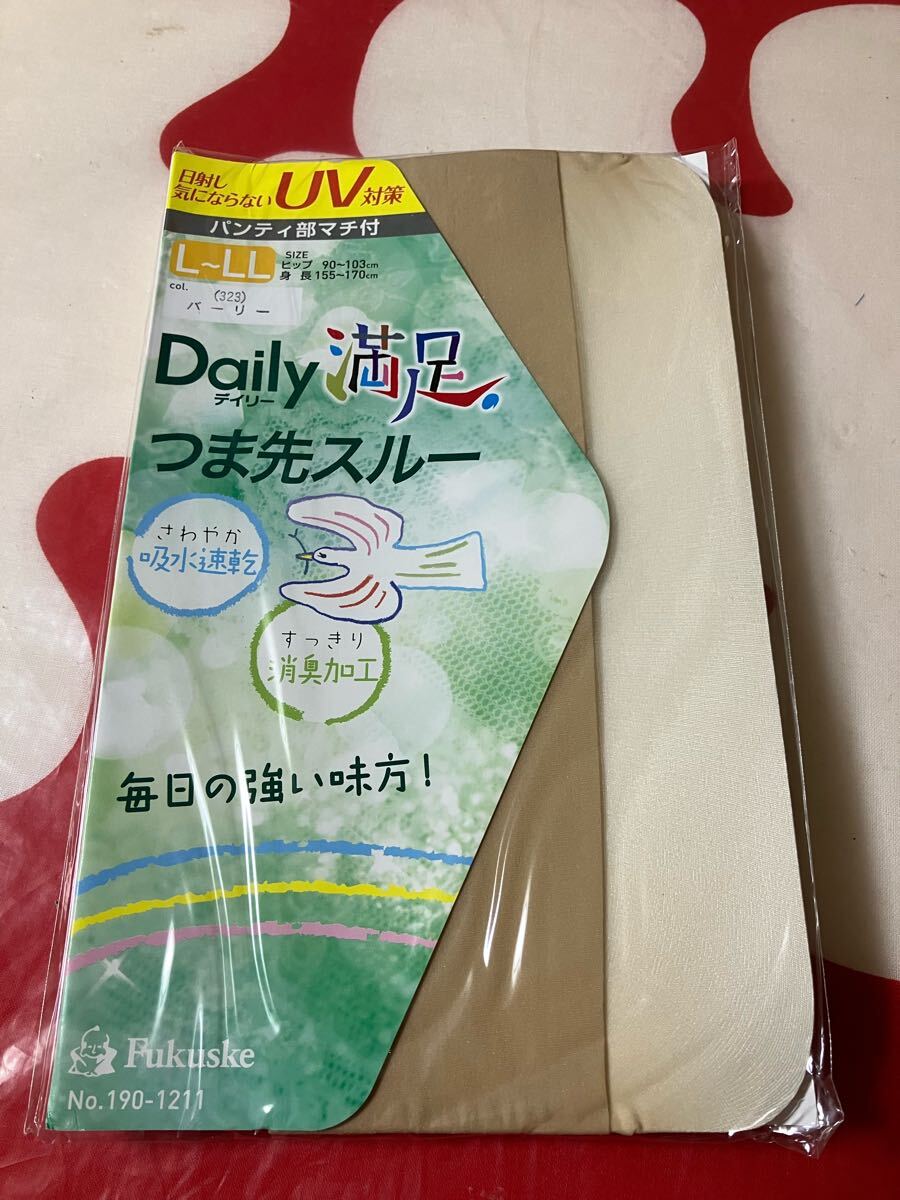fukuske daily満足 つま先スルー L-LL UV対策 バーリー マチ付 吸水速乾 パンティストッキング 福助 パンスト panty stocking 消臭加工 拍卖