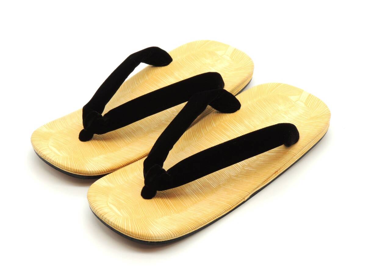 紳士雪駄 革底 3枚通 黒鼻緒 M (適応23.5-25.0cm) 拍卖