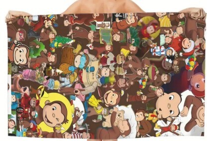 ★値下げ!おさるのジョージ?大判タオル 総柄拍卖