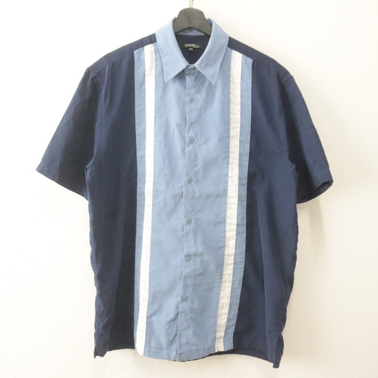 P937 2000年代製 George 半袖シャツ■00s 表記Mサイズ ネイビー 紺 ポリエステル アメカジ ストリート 古着 古着卸 激安 希少 90s 80s 70s拍卖