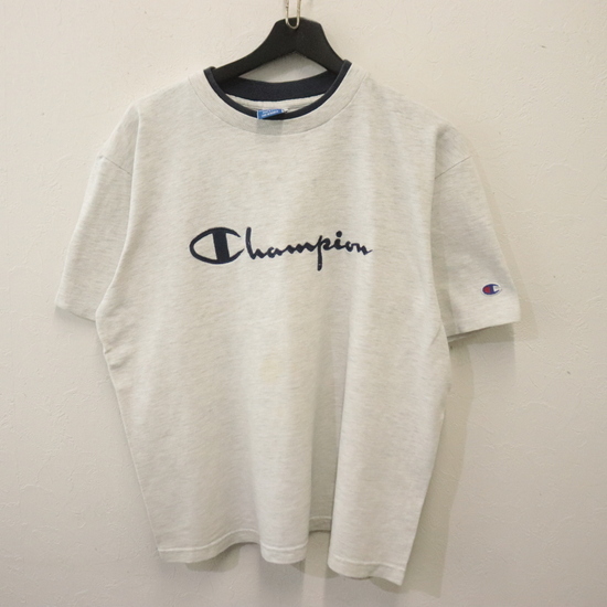 W588 90sビンテージ チャンピオン 半袖Tシャツ USA製■1990年代製 表記Lサイズ グレー アメカジ ストリート 古着 古着卸 激安 ヴィンテージ拍卖