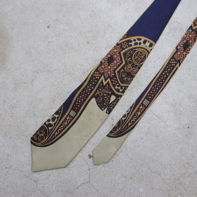 NT794 2000年代製 LEOCHEVALIER ネクタイ■00s ネイビー ポリエステル ペイズリー 雑貨 小物 アンティーク 古着 激安 アメカジ ストリート拍卖