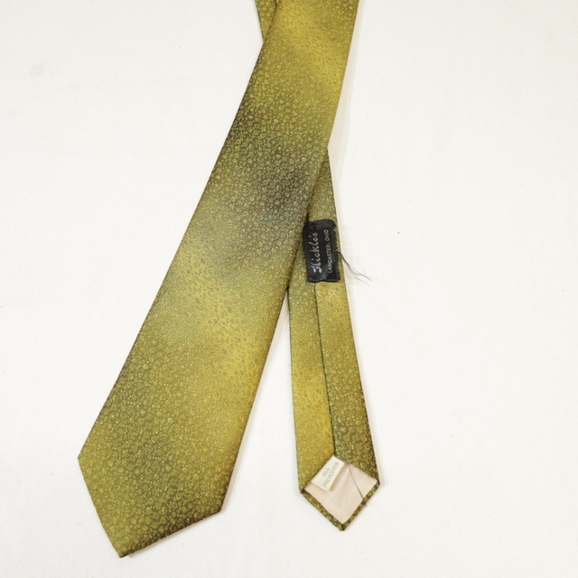NT876 80sビンテージ BRUMMELL ネクタイ■1980年代製 イエロー ポリエステル シャイニー 雑貨 小物 アンティーク 古着 激安 アメカジ拍卖
