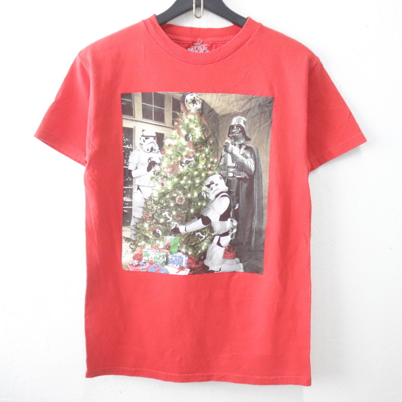 f651 2000年代製 STARWARS スターウォーズ 半袖Tシャツ■00s 表記Sサイズ ムービー レッド ムービー GO ダースベイダー 古着 アメカジ 90s拍卖