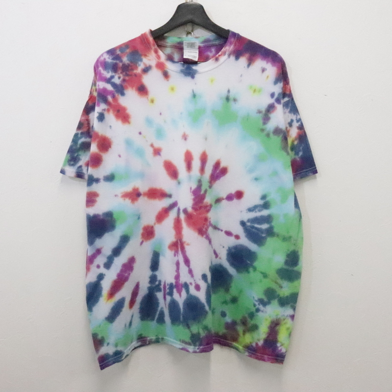 E616 2000年代製 GILDAN ギルダン 半袖Tシャツ■00s 表記XLサイズ マルチカラー タイダイ アメカジ 古着 古着卸 オールド 激安 希少 検 90s拍卖