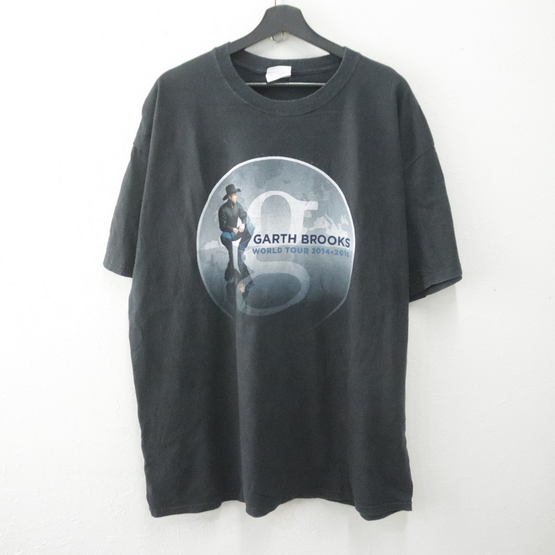 i400 2000年代製 Hanes ヘインズ 半袖プリントTシャツ■00s 表記2XLサイズ 黒 ブラック ガースブルックス ロックT アメカジ 古着拍卖