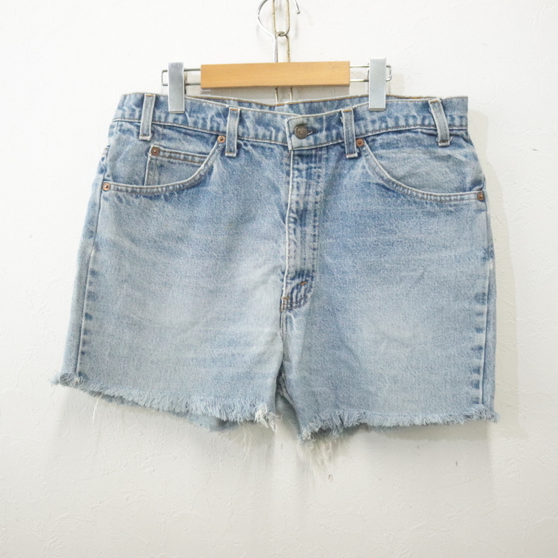 t979 80sビンテージ リーバイス LEVIS デニムカットオフショーツ USA製■1980年代製 35インチ ブルー アメカジ サイケ ヒッピー 古着卸 70s拍卖