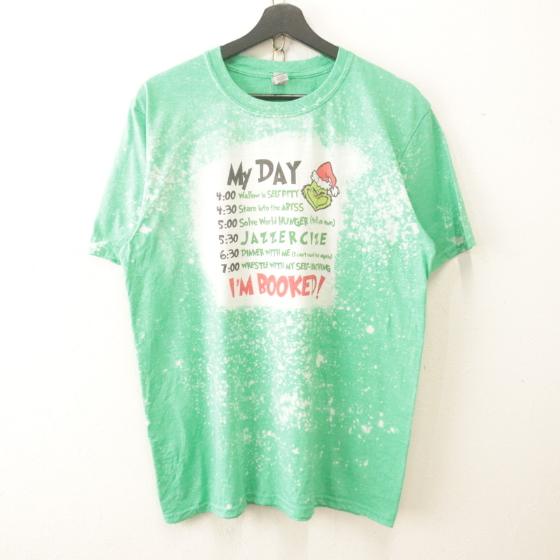 B808 2000年代製 ギルダン 半袖Tシャツ■00s 表記Mサイズ グリーン GO グリンチ メッセージ アメカジ ストリート 古着 激安 ヴィンテージ拍卖