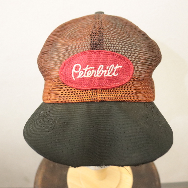 CAP126 90sビンテージ メッシュキャップ■1990年代製 黒 オレンジ ワッペン hat ハット 帽子 小物 古着 アメカジ ストリート アンティーク拍卖