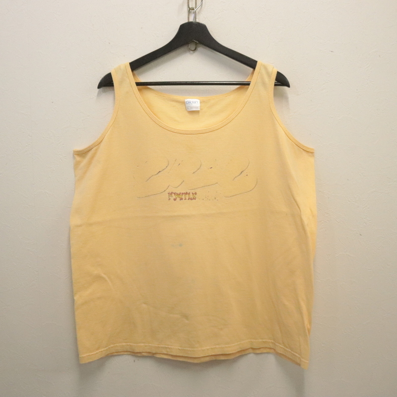 S776 2000年代製 GILDAN ギルダン タンクトップ■00s 表記XLサイズ イエロー 黄色 アメカジ ストリート ノースリーブ 古着 古着卸 オールド拍卖
