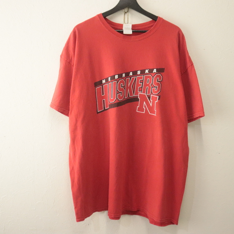 K729 2000年代製 ギルダン 半袖Tシャツ■00s 表記2XLサイズ 赤 レッド カレッジ アメカジ ストリート 古着 激安 ヴィンテージ 古着卸拍卖