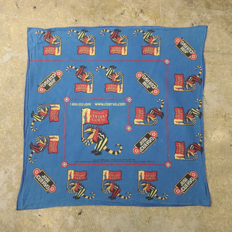 BD302 90sビンテージ JOSECUERVO バンダナ■1990年代製 ブルー テキーラ 古着 アメカジ 雑貨 アクセサリー 小物 アンティーク ストリート拍卖