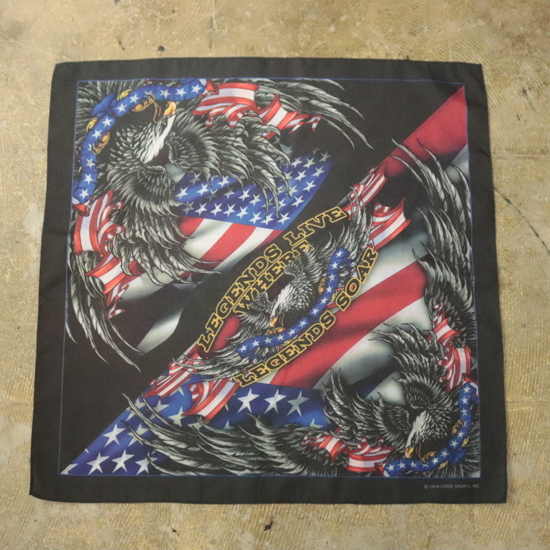 BD304 2000年代製 LEGENDSSOAR バンダナ■00s 黒 ブラック イーグル 古着 アメカジ 雑貨 アクセサリー 小物 アンティーク ストリート 90s拍卖