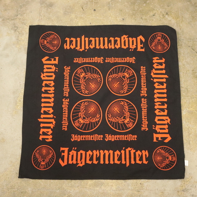 BD321 2000年代製 JAGERMEISTER イエーガーマイスター バンダナ■00s 黒 ブラック 古着 アメカジ 雑貨 アクセサリー 小物 アンティーク 90s拍卖