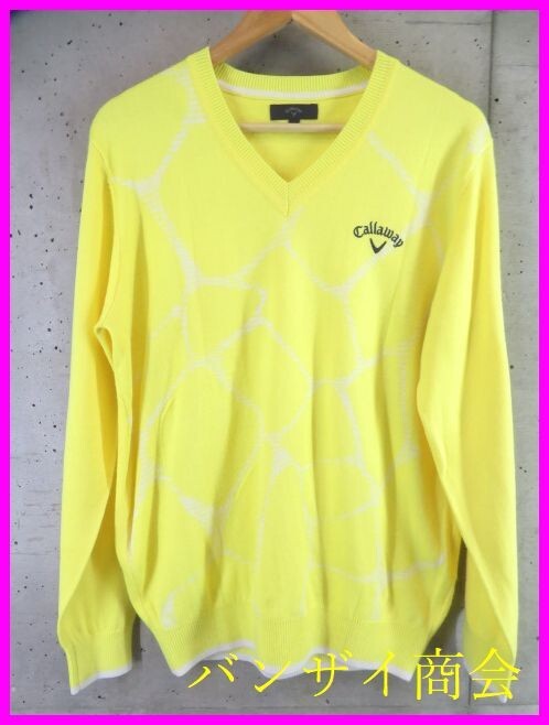 5070b10◆良品です◆Callaway golf キャロウェイゴルフ アーガイル柄 ニットセーター LL/ゴルフジャケット/ポロシャツ/パンツベスト/石川遼拍卖