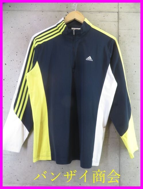 7070b16◆良品です◆吸汗速乾◆adidas golf アディダスゴルフ ハーフジップ 長袖ドライシャツ M/ポロシャツ/ジャケット/ベスト/パンツ拍卖