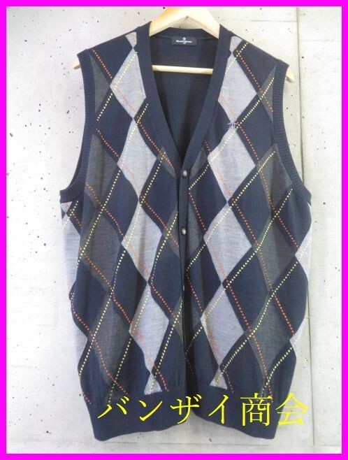 7070b9◆良品です◆3Lサイズ◆MUNSINGWEAR マンシング アーガイル ウールニットベスト/ゴルフジャケット/セーター/カーディガン/ポロシャツ拍卖