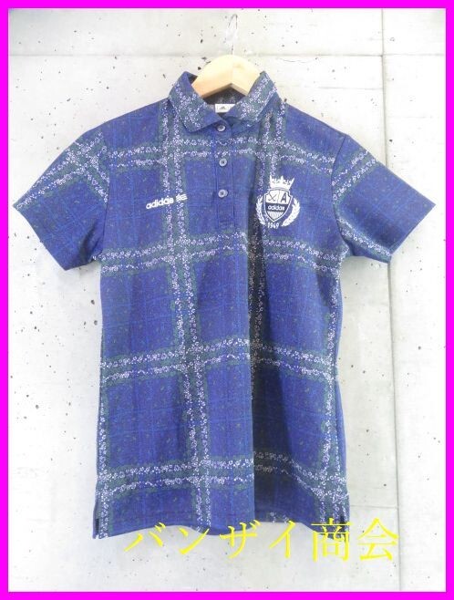【送料300円可】002c145◆美品◆吸汗速乾◆adidas golf アディダスゴルフ 花柄チェック 半袖ドライポロシャツ M/ゴルフジャケット/パンツ拍卖