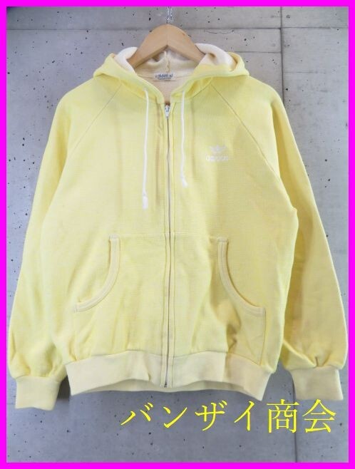 0370b22◆80sヴィンテージ◆デサント社◆adidas アディダス トレフォイル フルジップ スウェットパーカー M/トレーナー/ジャージジャケット拍卖