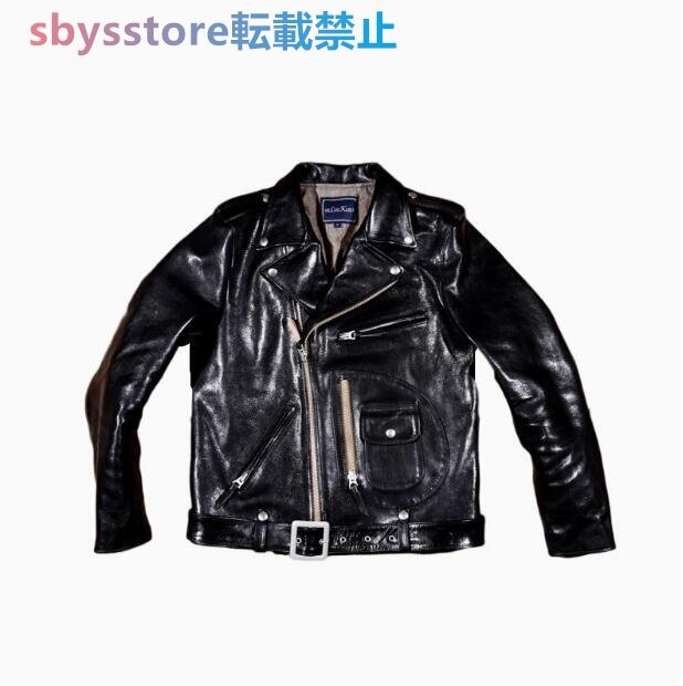 上質茶芯 馬革 ダブルライダース レザージャケット 本革 革ジャン ホースハイド メンズファッション アメカジ レザーコート S~4XL拍卖