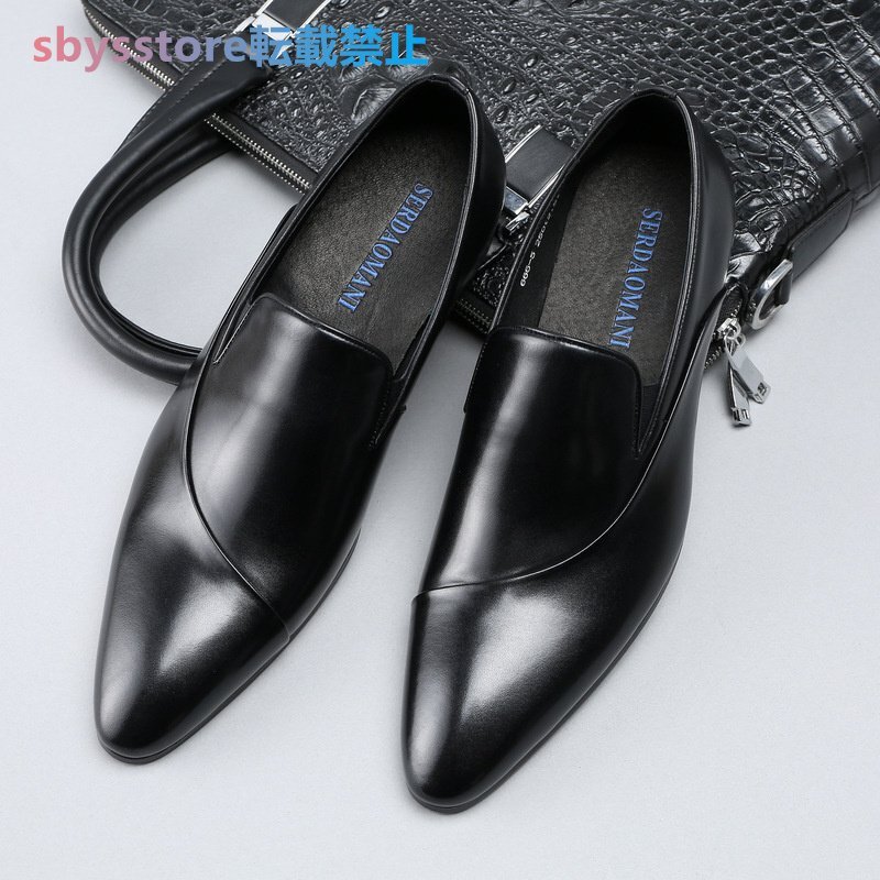 2色選択可 ビジネスシューズ 正規品 メンズ レザーシューズ 本革 ヴィンテージ 結婚式 職人手作り牛革 紳士靴 ブラック 24.0cm拍卖