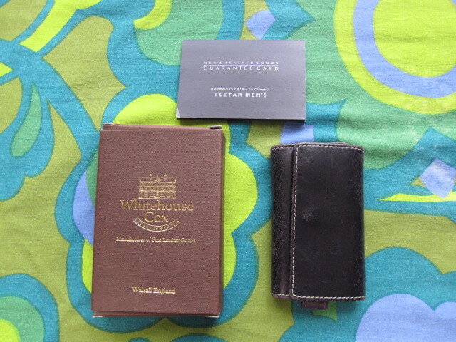 伊勢丹購入 ギャランティーカード付 White house Cox ホワイトハウスコックス キーケース S9692 ネイビー×パープル USED拍卖