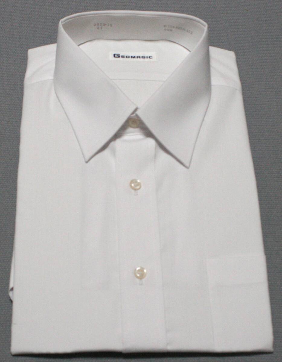 ⑦★未使用 半袖 ワイシャツ シャツ 41 綿55% ポリエステル45% 保管品 白系 無地★拍卖