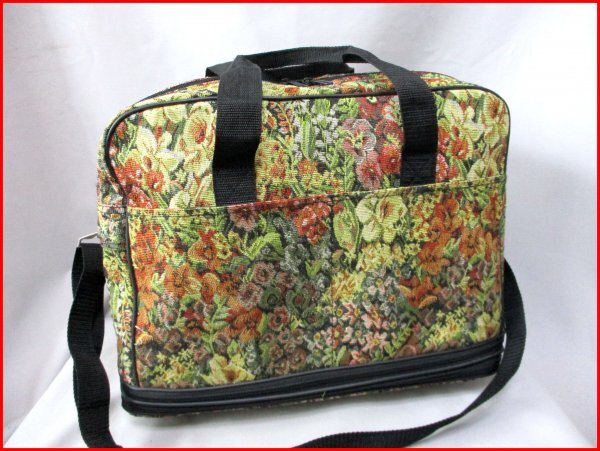 2way キャスター付きボストンバッグ◇3段階収納容量 花柄 織り柄 W45cm H最大54cm拍卖