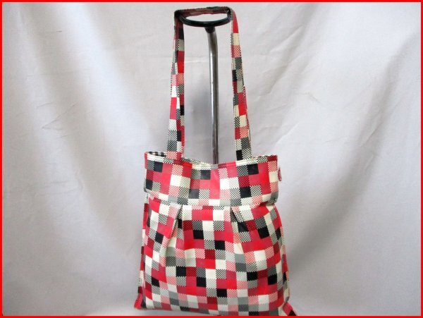 KITSCH KITCHEN/キッチュキッチン◇トートバッグ PVC合皮 格子柄風 肩からも提げられる W38cm拍卖