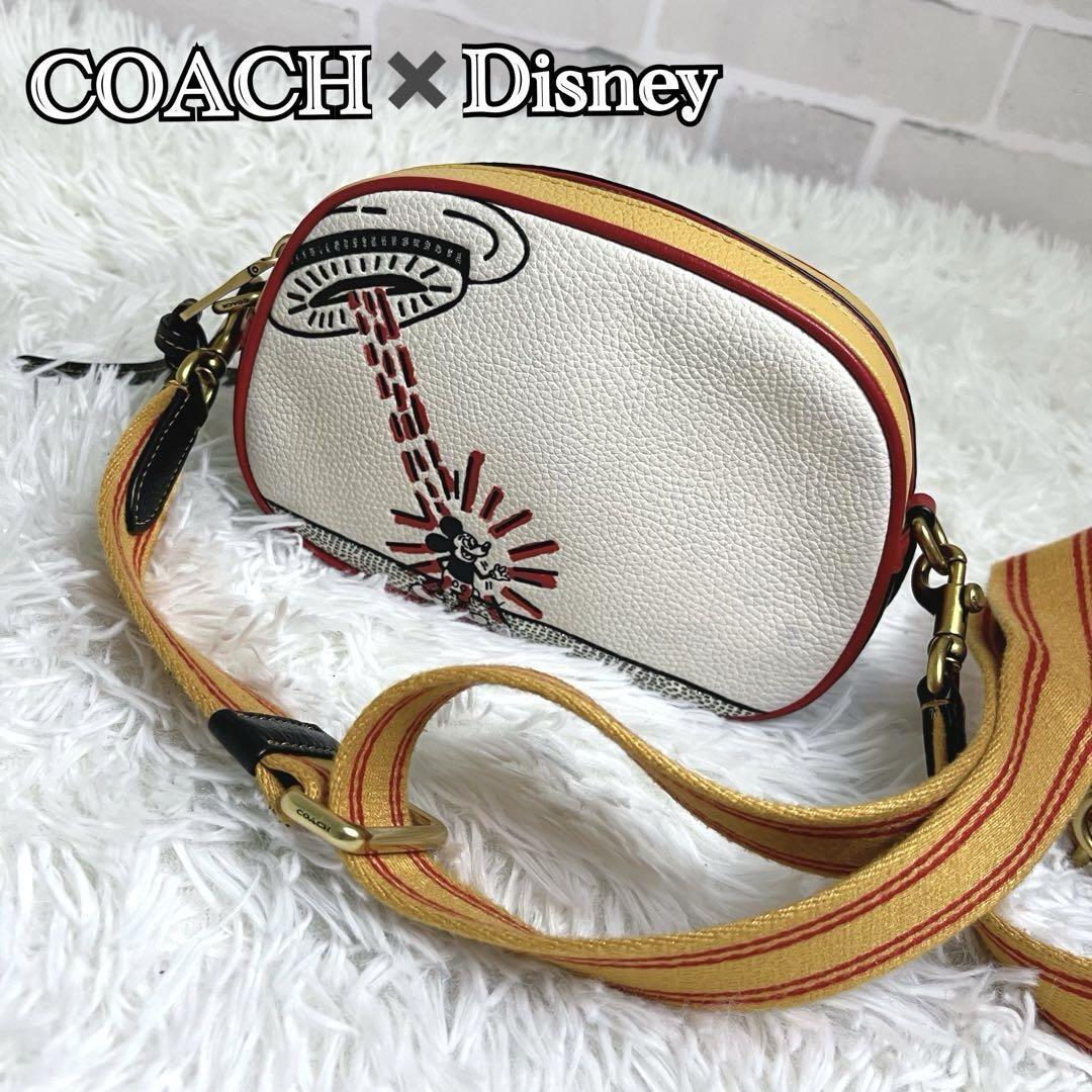 入手困難 COACH × Disney コーチ ディズニー キース・ヘリング ショルダーバッグ 斜め掛け ミッキーマウス オールレザー シボ革 本革拍卖