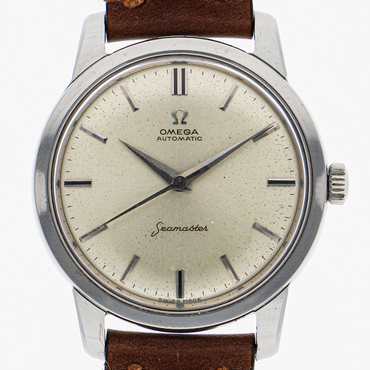 OMEGA オメガ シーマスター シルバーダイヤル SS/レザー 自動巻き メンズ【131827】拍卖