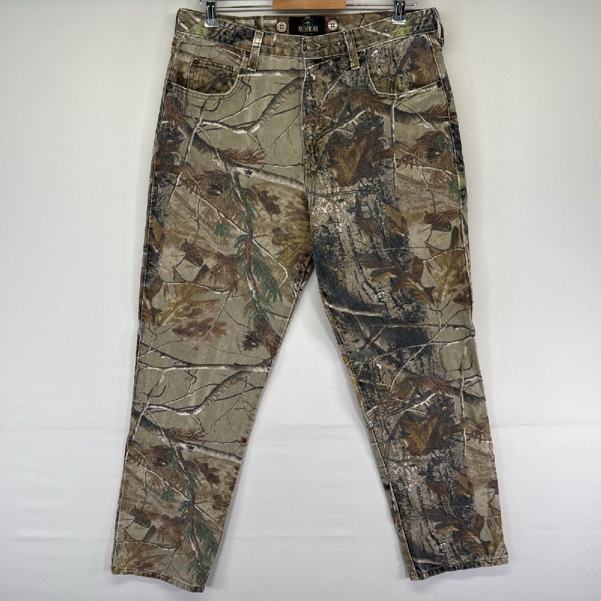 古着 レッドヘッド RED HEAD デニムパンツ リアルツリー カモフラ ワークパンツ 5ポケット 長ズボン w34 L32 ブラウン メンズ拍卖