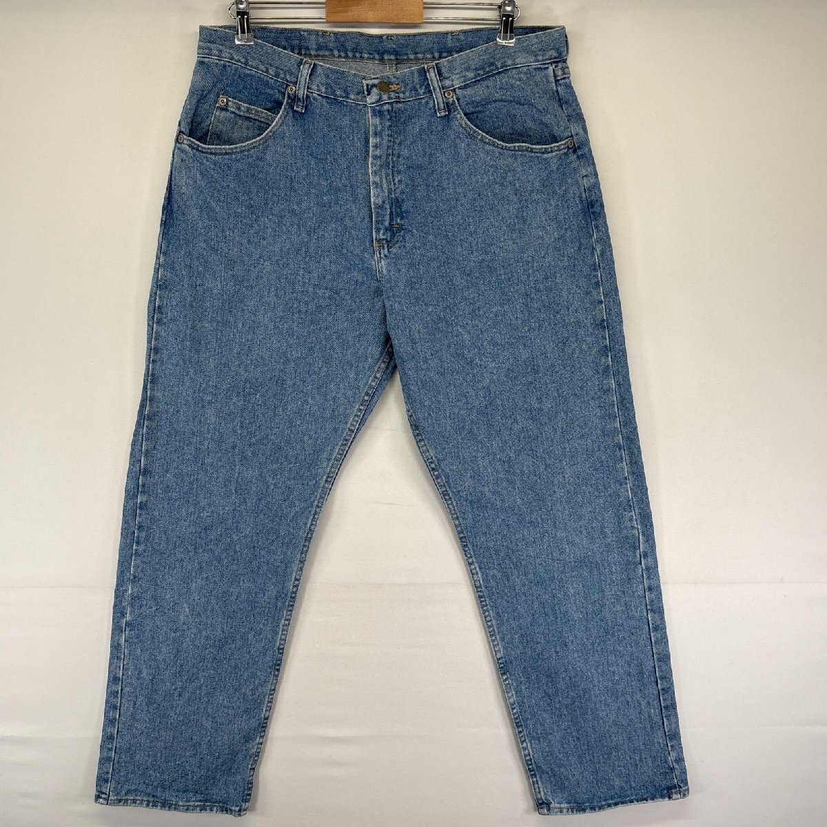 古着 ラングラー Wrangler デニムパンツ テーパード 5ポケット ジーンズ ジーパン 色落ち ヒゲ 長ズボン w36 L30 ブルー メンズ拍卖