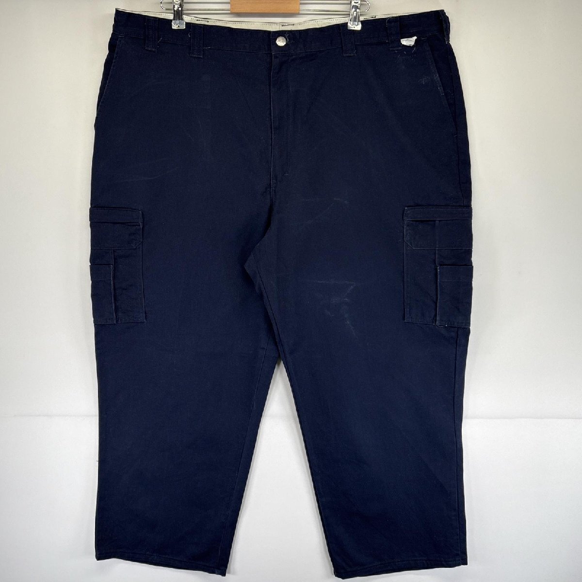 古着 ディッキーズ Dickies ワークパンツ カーゴパンツ ワンポイントロゴ 作業着 ジッパーフライ w46 L37 ネイビー メンズ拍卖