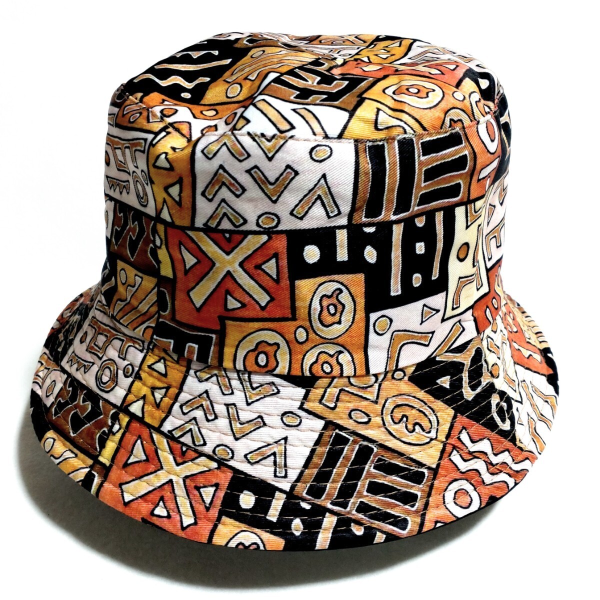 特価/未使用【サイズ=58~60cmフリー】男女兼用/リバーシブル/バケットハット/パッチ柄拍卖