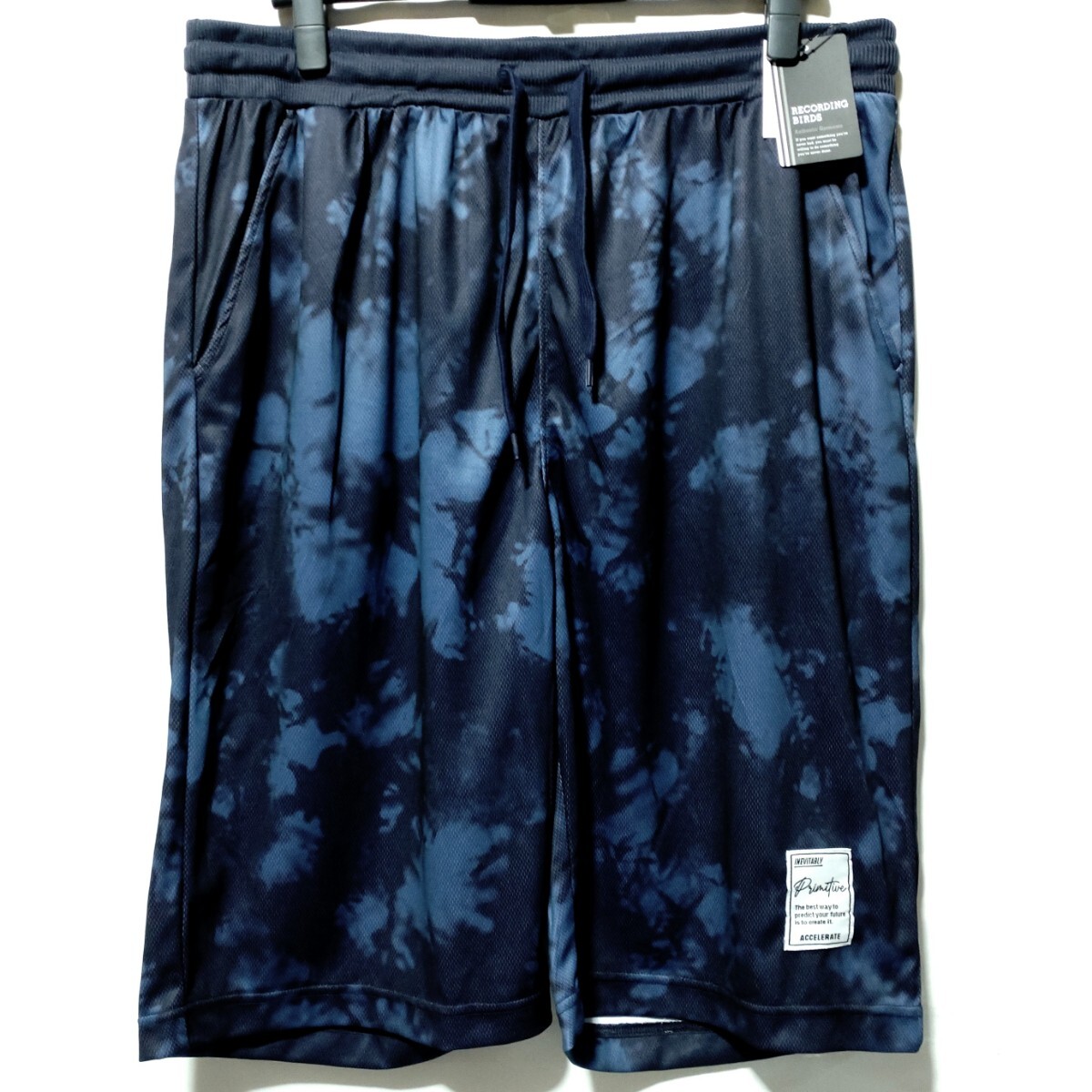 特価/未使用【サイズ=4L(XL)】ムラ染め柄/メンズ/左右ポケット付き/ジャージ/ハーフパンツ/胴囲=104~114cm/navy拍卖