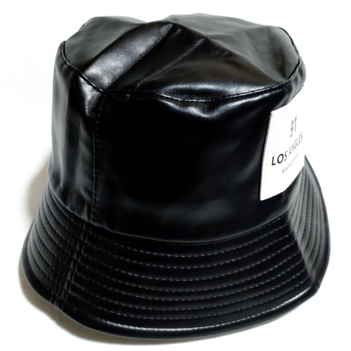 特価/未使用【サイズ=58~60cmフリー】男女兼用/合成皮革/バケットハット/black拍卖