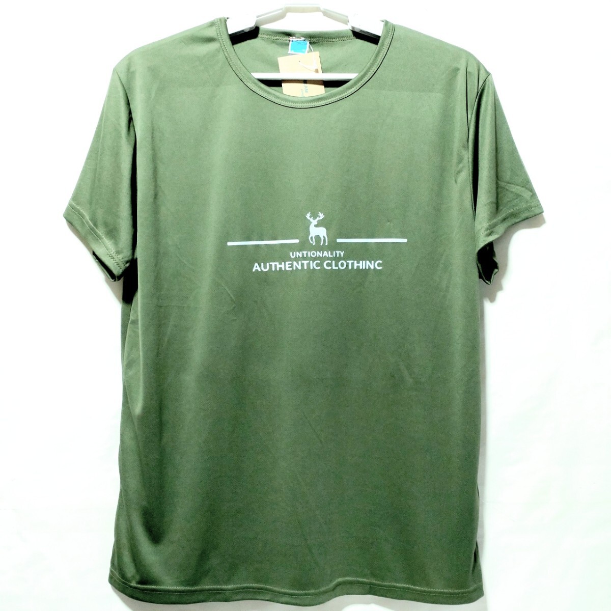 特価/未使用【サイズ=XL(LL)】ノーブランド/英字プリント/メンズ/半袖/Tシャツ/インポートサイズ/胸囲=96~104cm/khaki拍卖