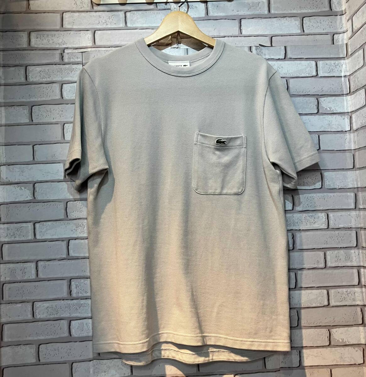 LACOSTE ラコステ TH4921 半袖Tシャツ 鹿の子 ポケット TEE グレー拍卖