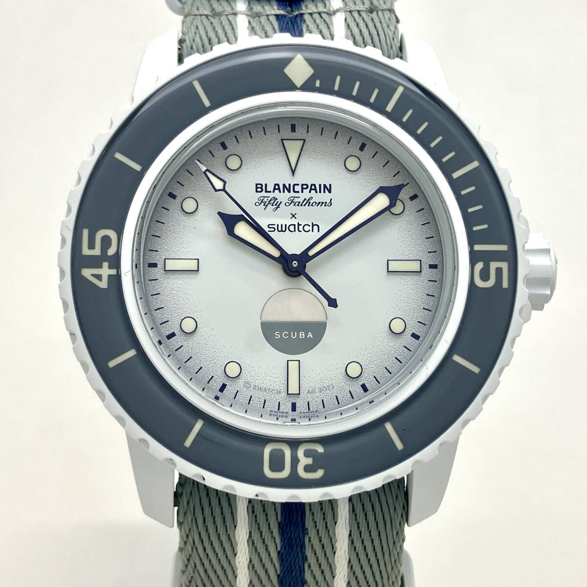 箱 取説 付 BLANCPAIN X Swatch BIOCERAMIC SCUBA FIFTY FATHOMS コレクション ANTARCTIC OCEAN 自動巻 腕時計拍卖