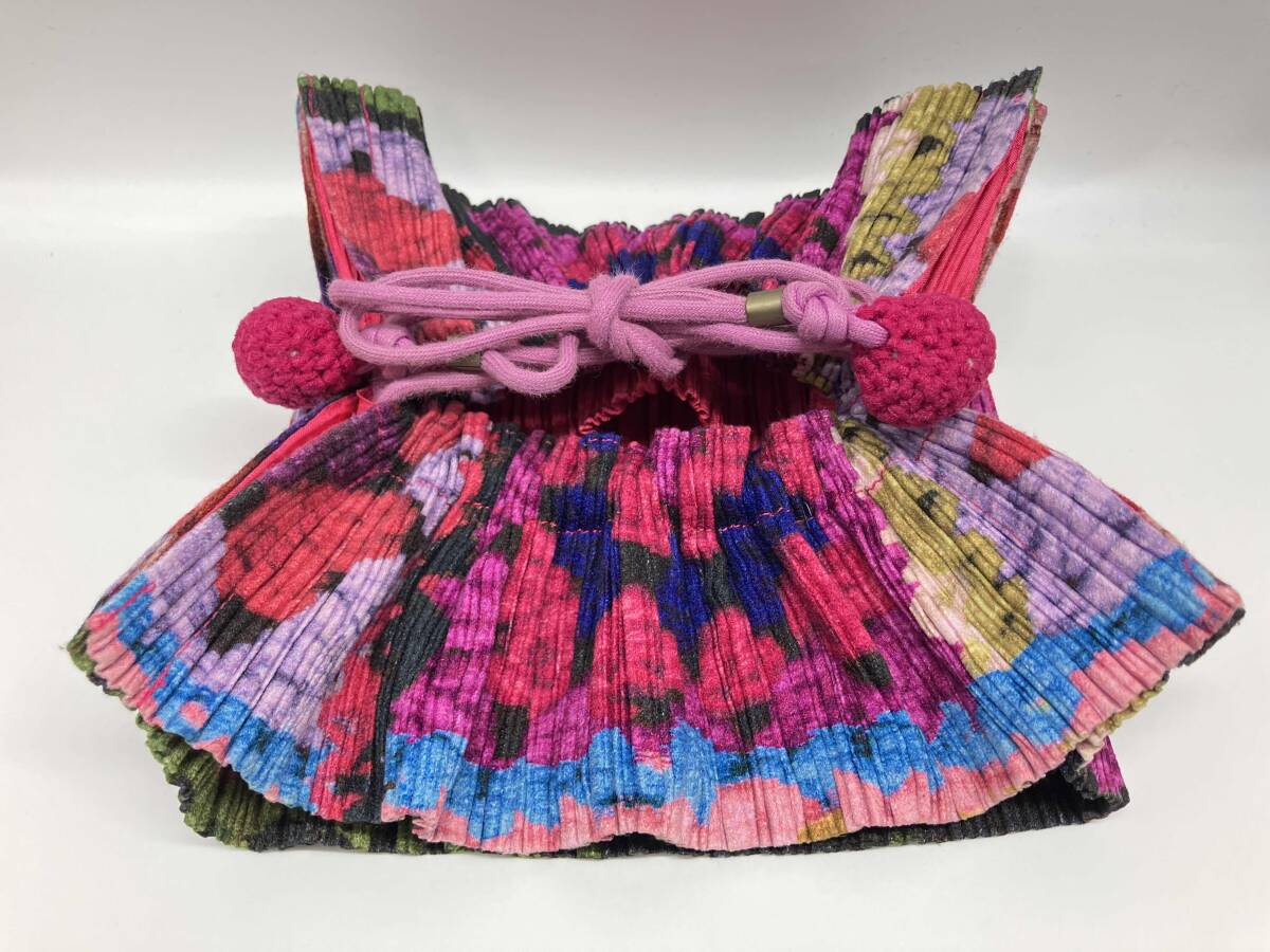 PLEATS PLEASE ISSEI MIYAKE PP54-AG521 プリーツ巾着バッグ ポーチ マルチカラー 総柄 日本製拍卖